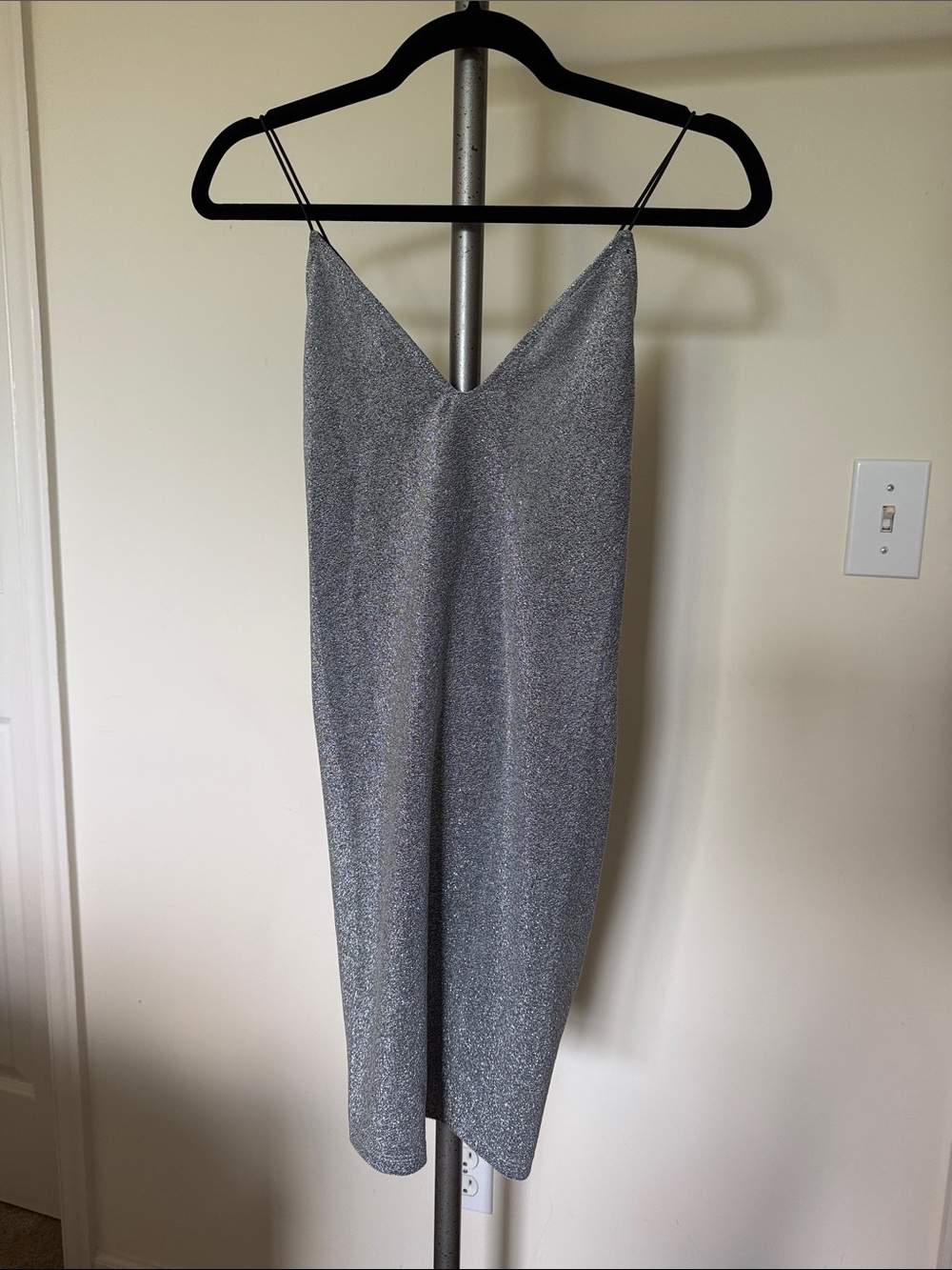 H&M Silver Shimmer Midi Slip Dress
